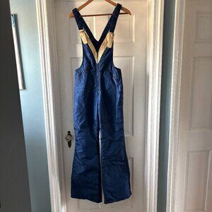 Topher Womens Blue Cream Ski Bib Pants Vintage Size Small